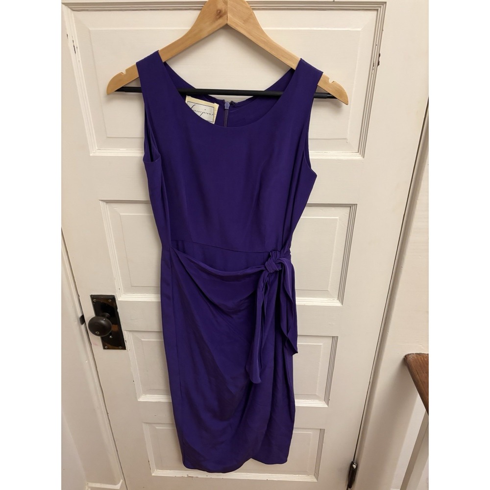 Spencer Jeremy Vintage Women's 100% Silk Purple Sleeveless Dress Tie Waist‎ Sz 4